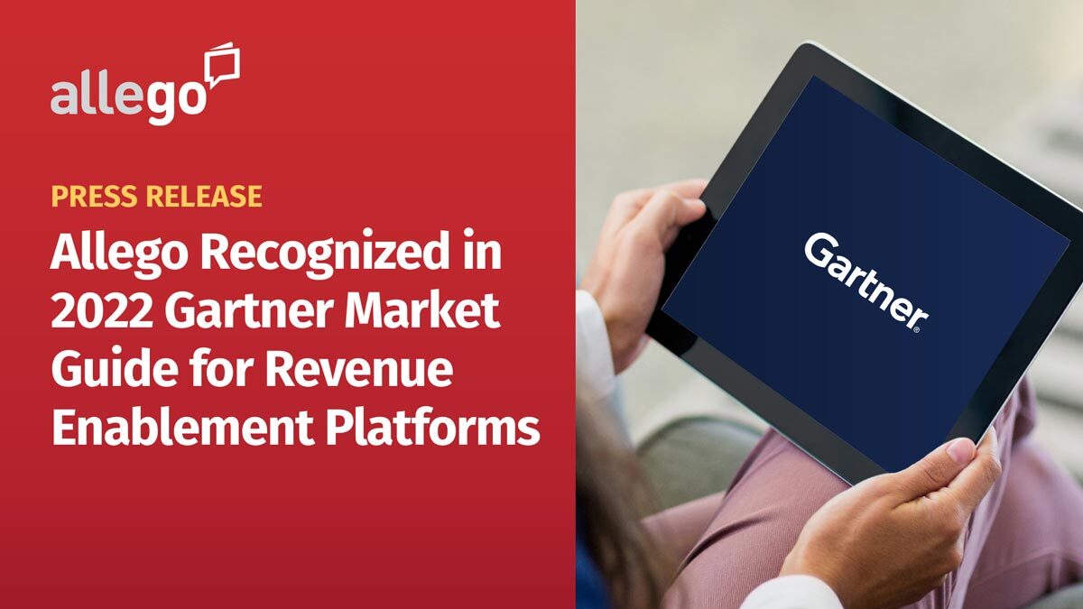 Allego Listed as Representative Vendor in 2022 Gartner® Market Guide for Revenue Enablement Platforms