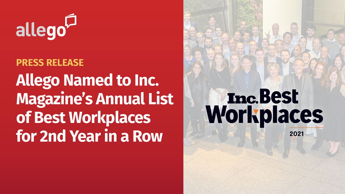 Allego Named to Inc. Magazine’s Annual List of Best Workplaces for the Second Year in a Row 