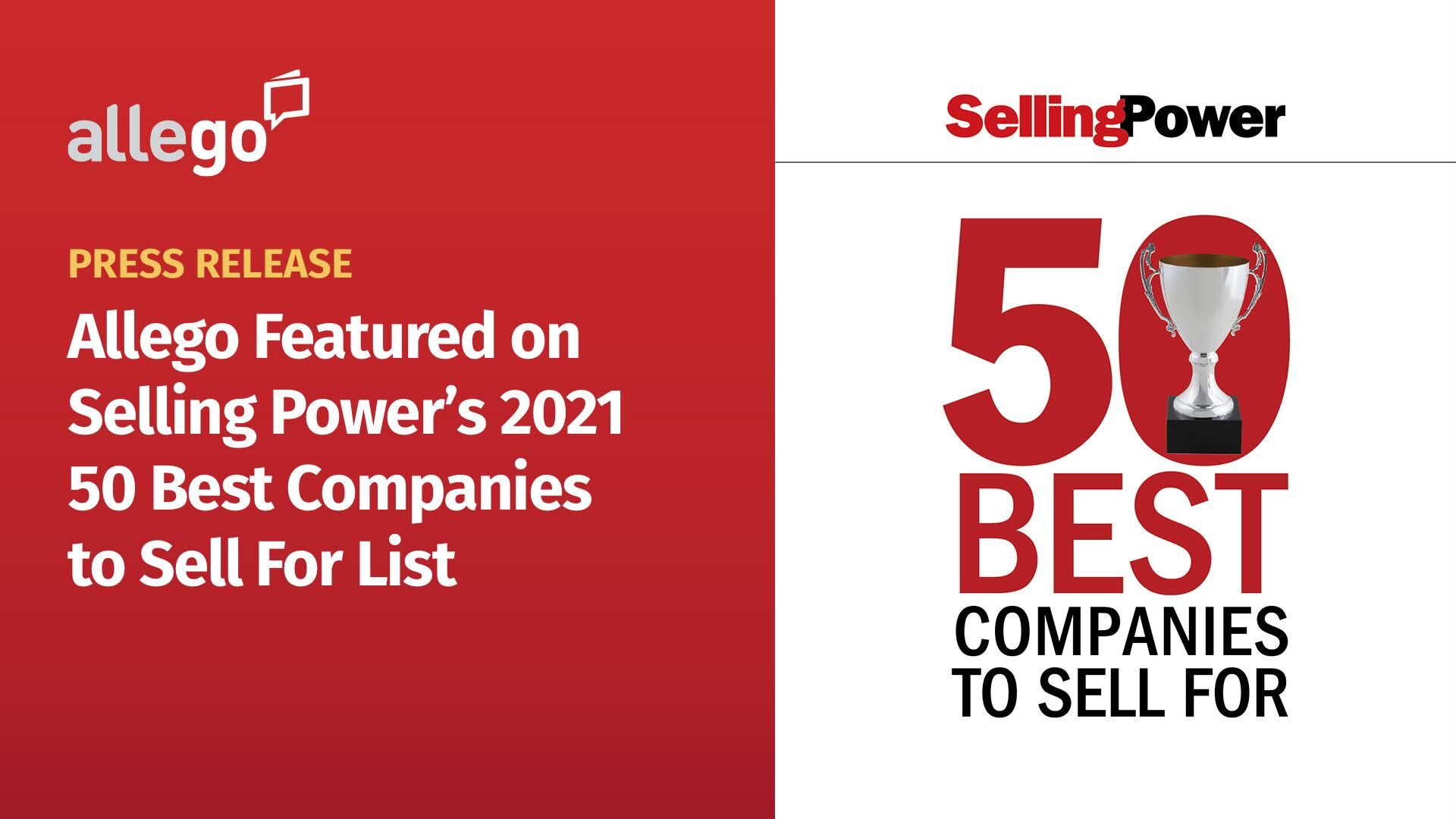 Allego Featured on Selling Power’s “50 Best Companies to Sell For” List 2021