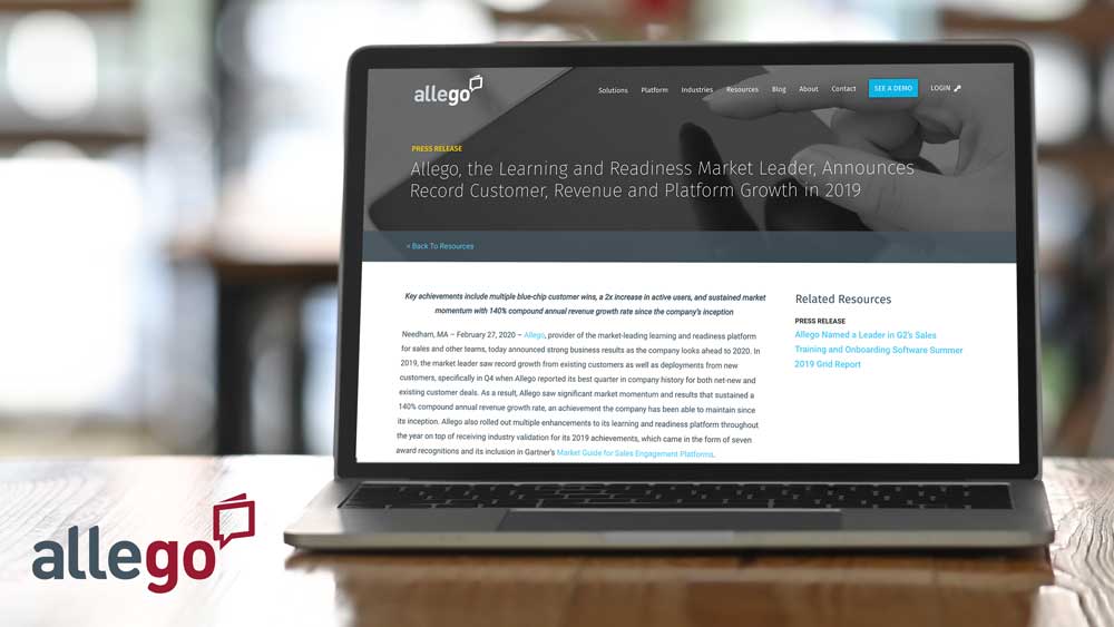 Allego, the Learning and Readiness Market Leader, Announces Record Customer, Revenue and Platform Growth in 2019