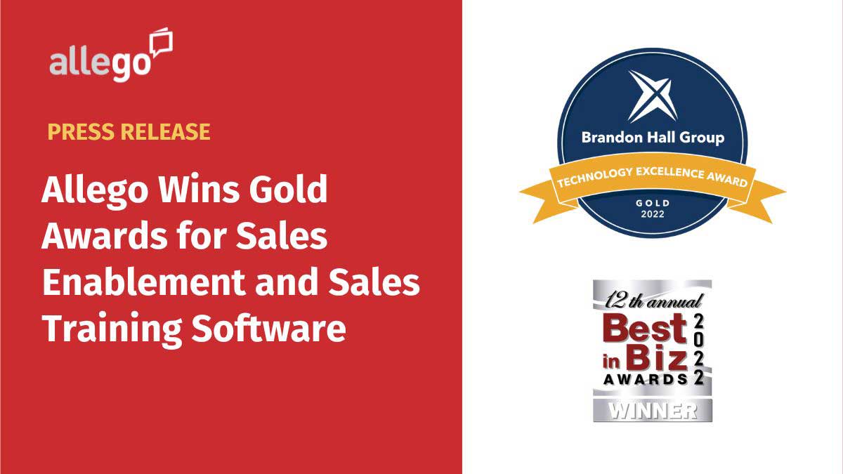 Allego® Wins Gold Awards for Sales Enablement and Sales Training Software